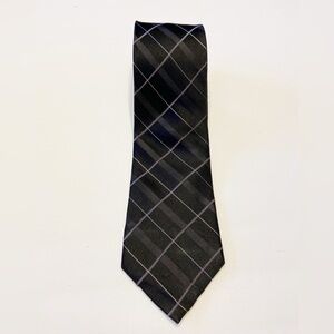 DKNY Plaid 100% Silk Necktie Mens Black Corporate Office Work Business Classic